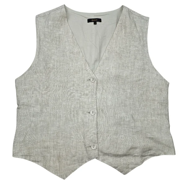 Quince 100% European Linen Button Down Vest In L - Picture 4 of 10